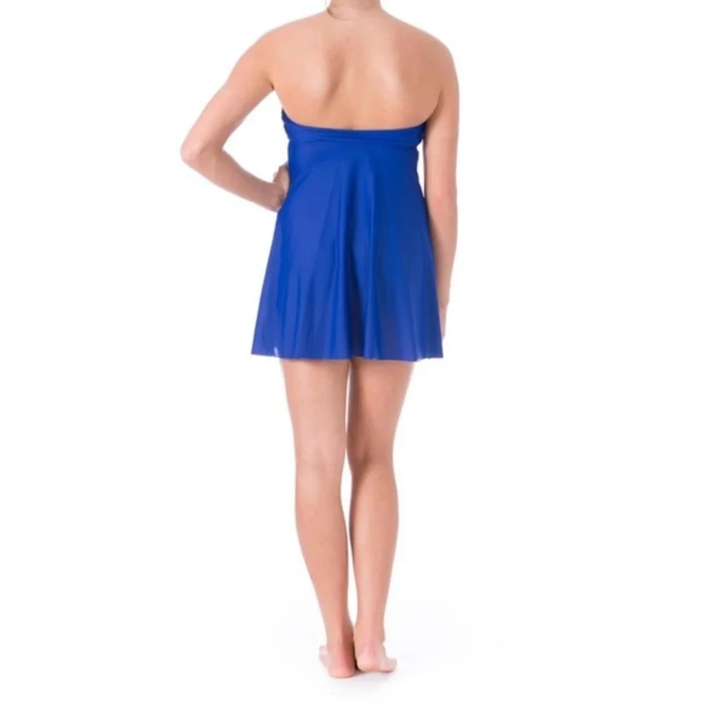 New Womens Strapless Bandeau Dress Swim Cover-Up - Picture 2 of 2